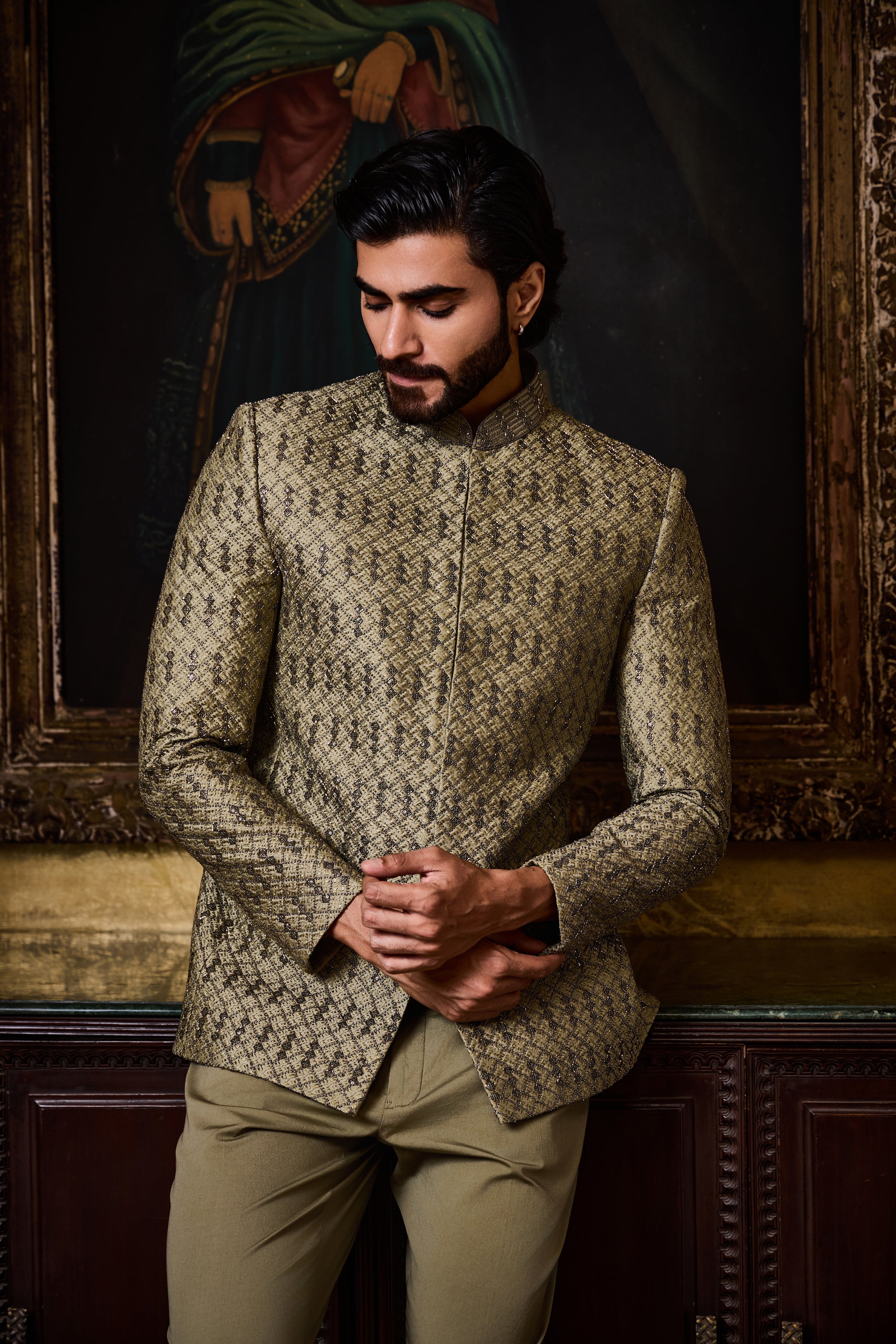Olive Green Jodhpuri Set