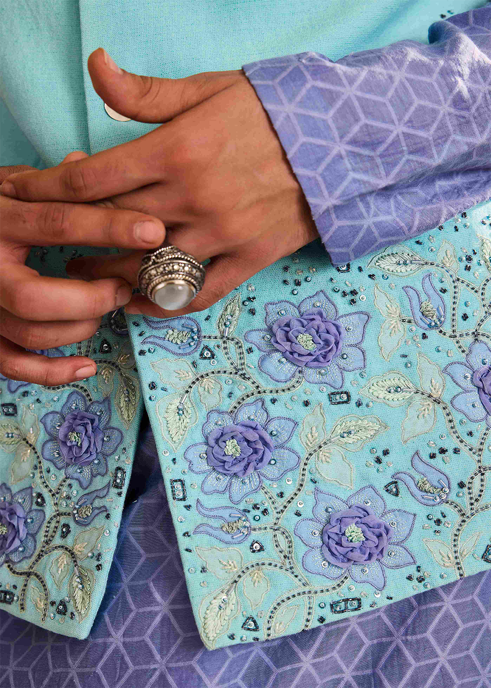 Turq Bundi  Jacket lilac Kurta Ivory Churidar