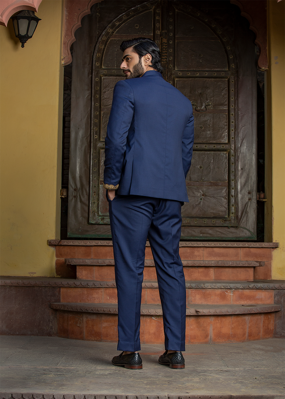 Navy Blue Jodhpuri Suit Zardozi Embroidered