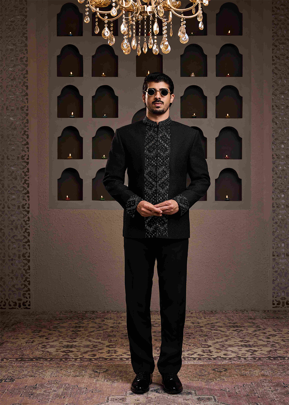 Black Jodhpuri Coat Pant - Main Image