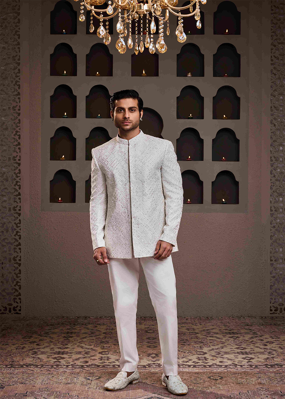 White Jodhpuri Coat Pant