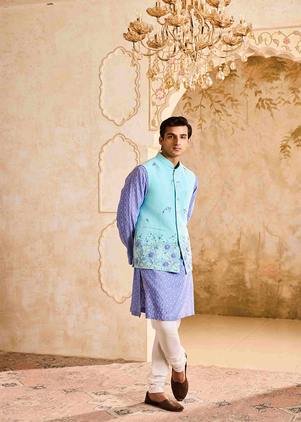 Turq Bundi  Jacket lilac Kurta Ivory Churidar