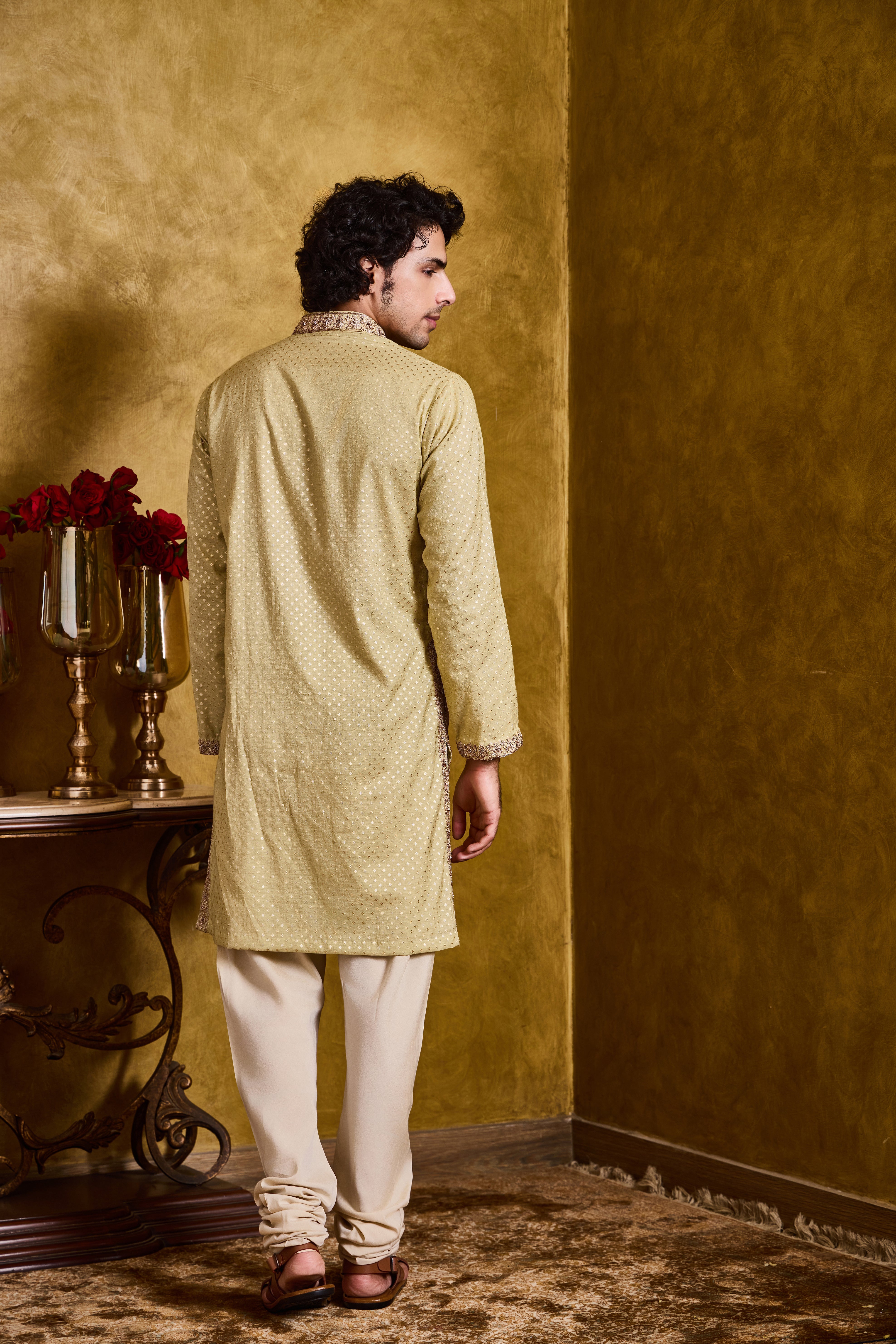 Mint Green Chanderi Booti Kurta Set
