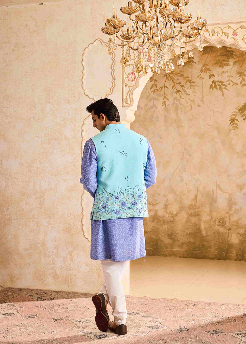 Turq Bundi  Jacket lilac Kurta Ivory Churidar